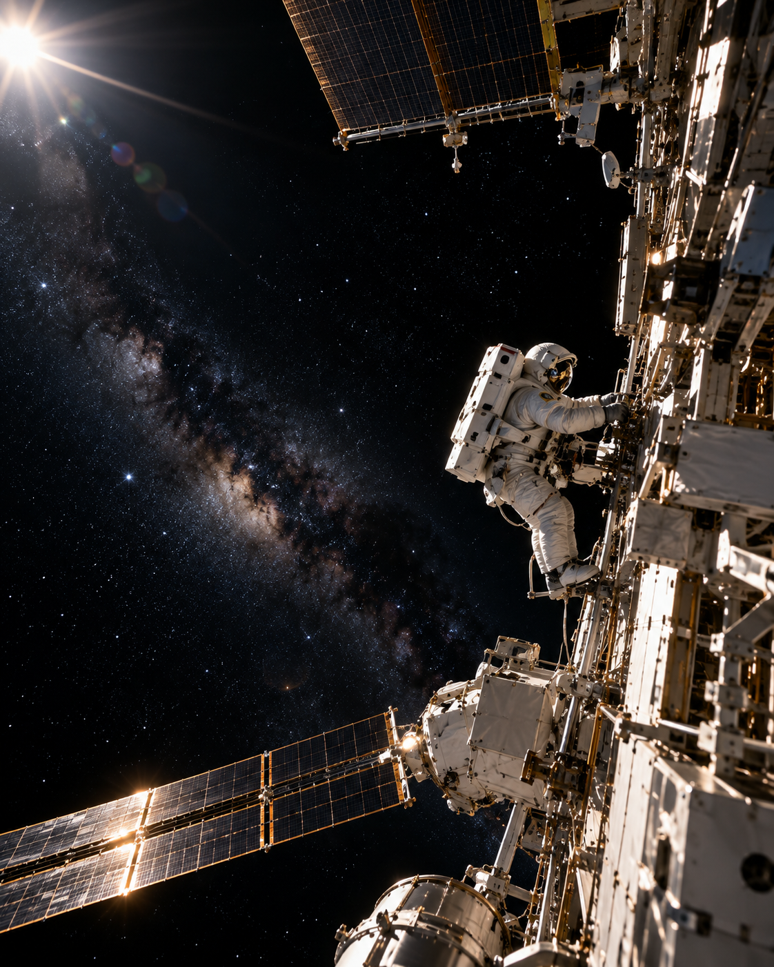 Station spatiale et voie lactée