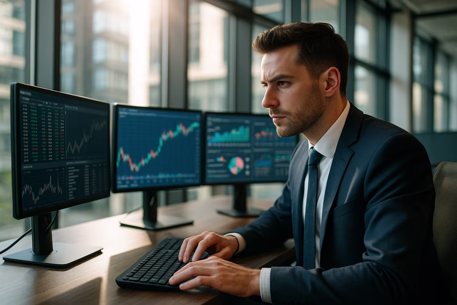 IT consultant analyzing finance data