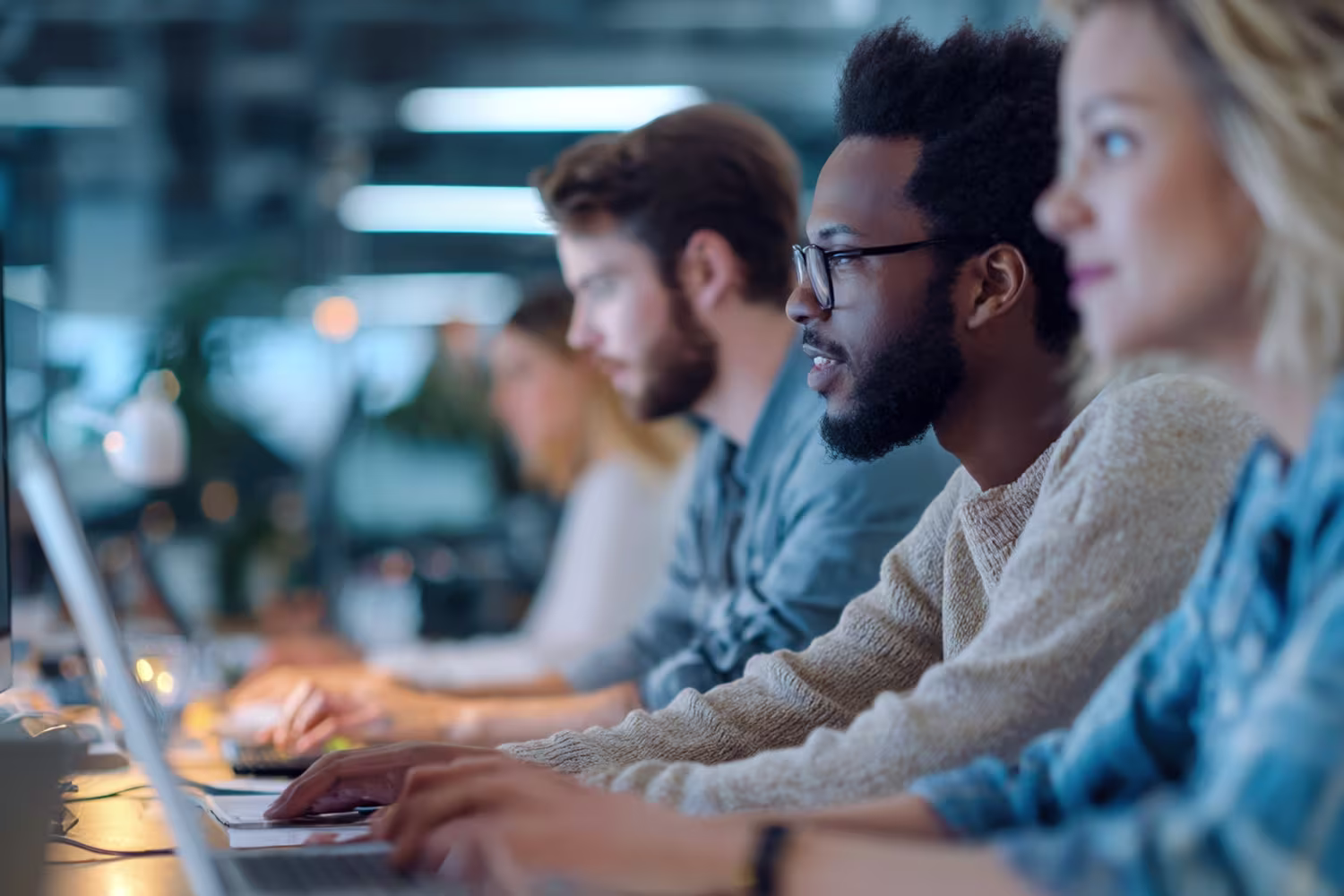 Diverse IT finance team working efficiently