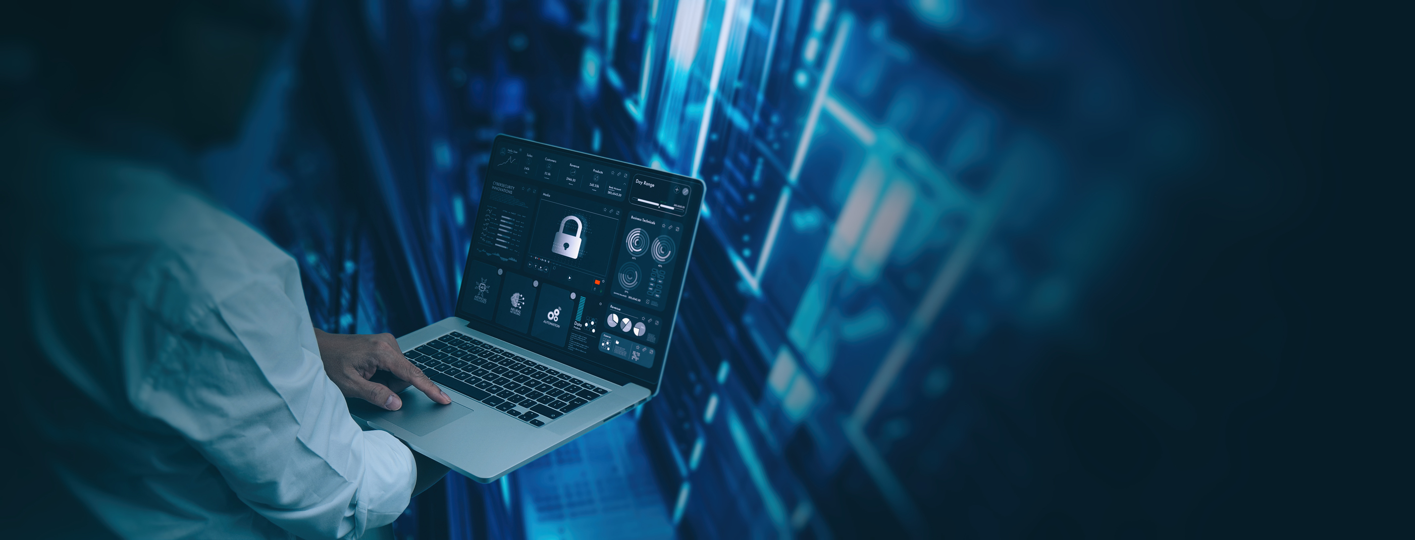 Cloud computing security concept with digital technology and data protection visualization