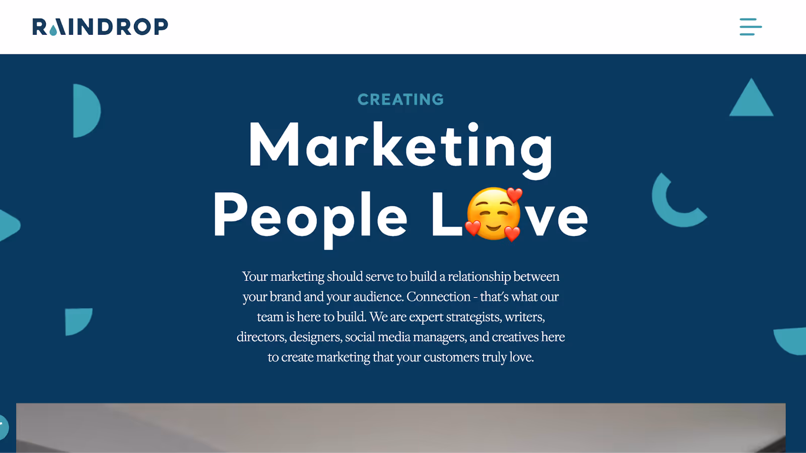 Screenshot of Raindrop Agency's Homepage
