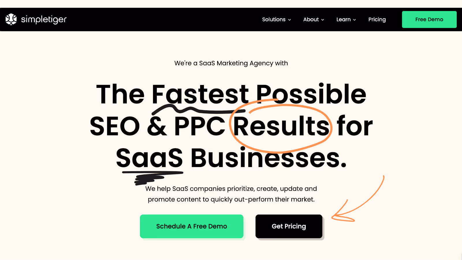 Screenshot of SimpleTiger's Homepage