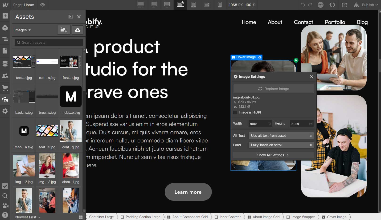 Image Instructions - Mobify Webflow Template