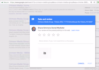 photo of the google review url link