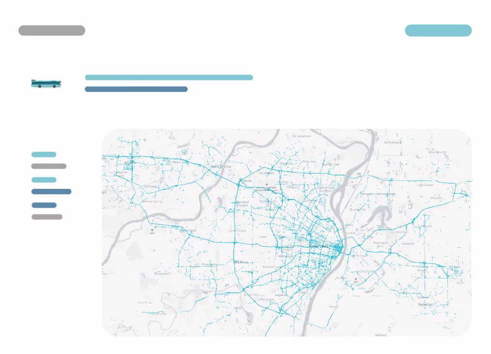 An out-of-home transit campaign route map in Saint Louis, Missouri