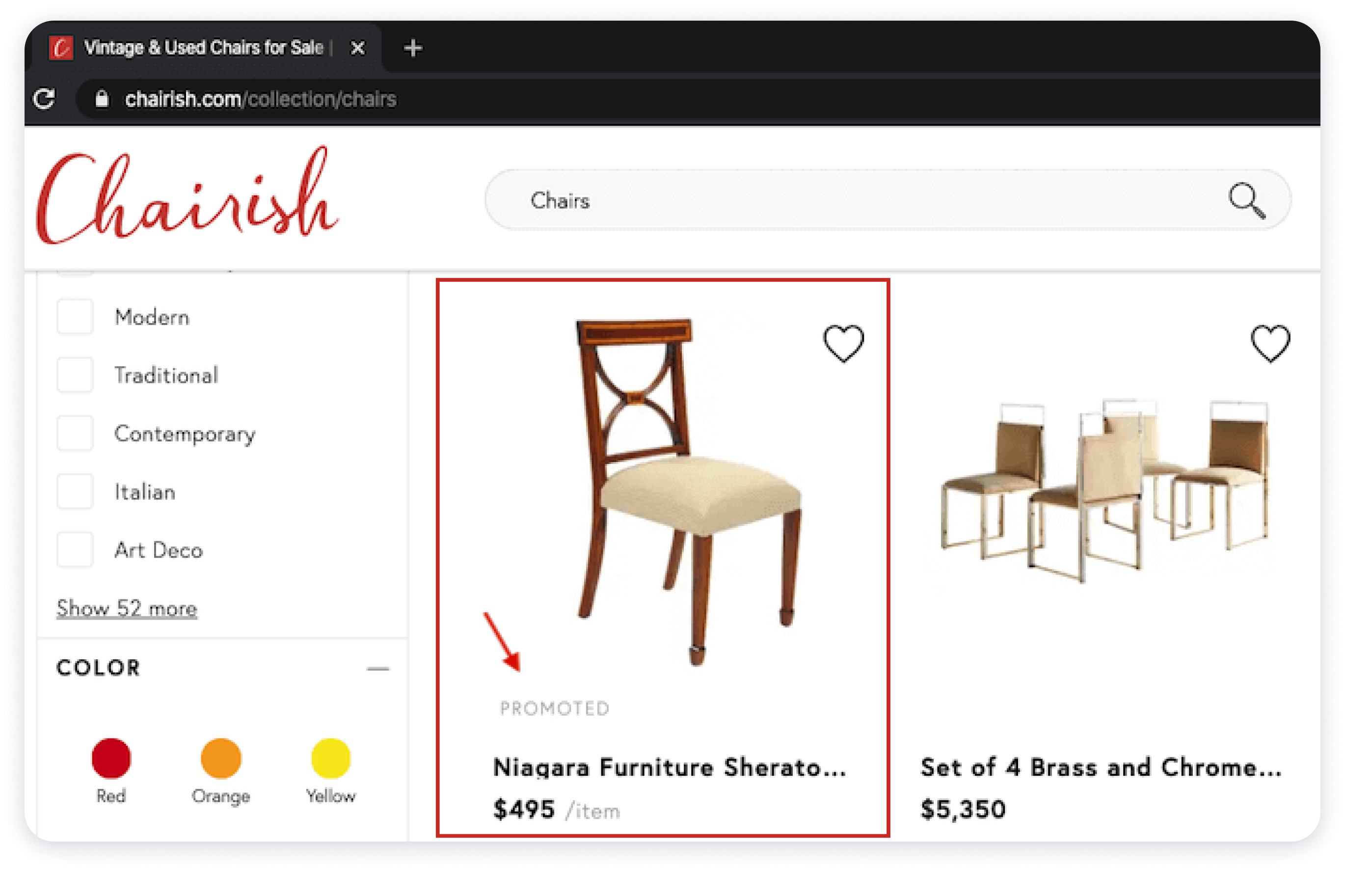 chairish sponsored listing