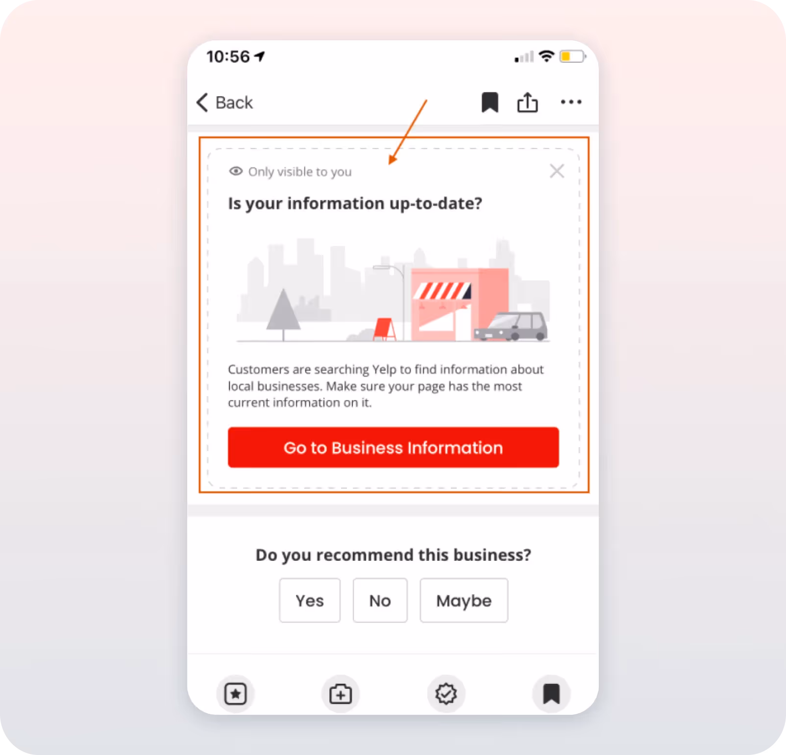 yelp promotion within its business portal