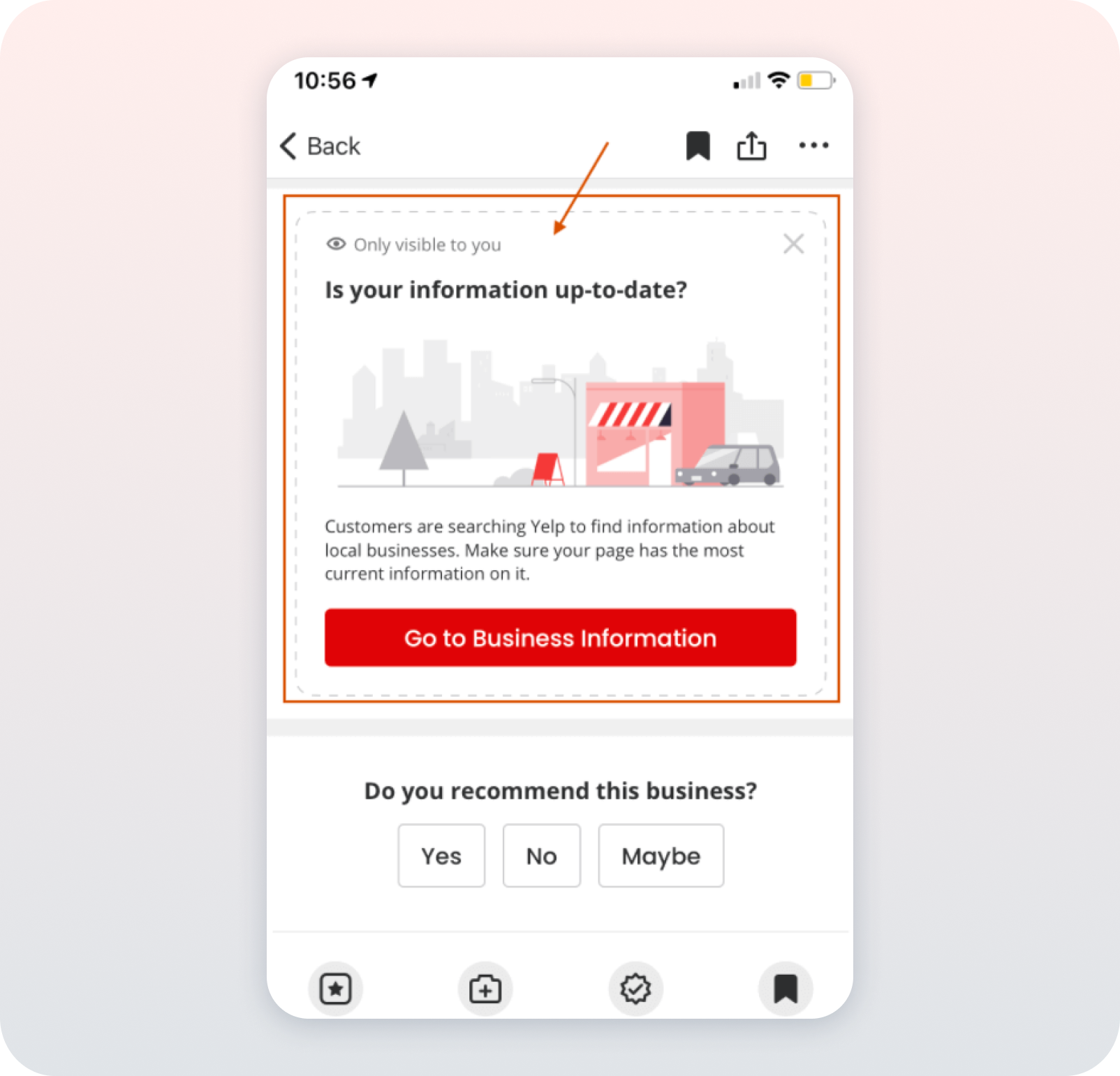 yelp promotion within its business portal