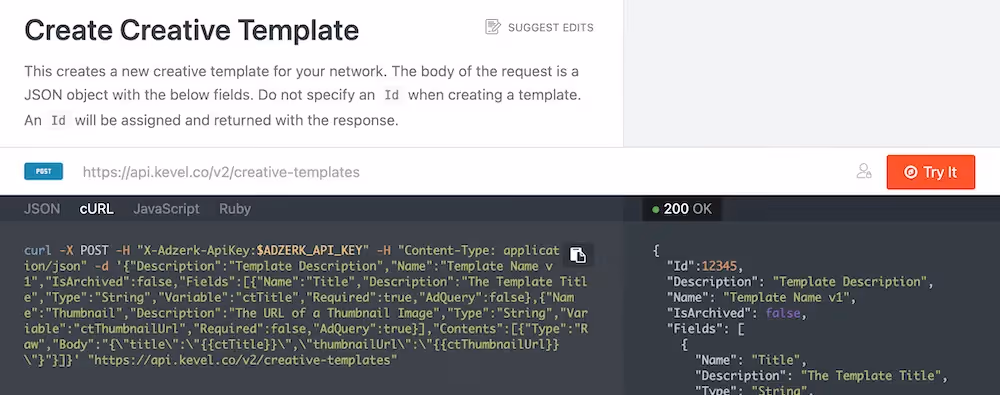 Kevel template builder