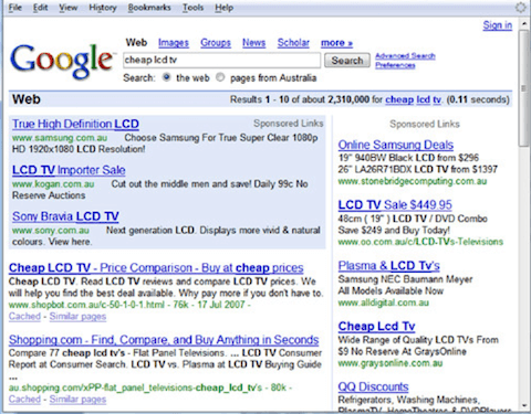 Google's early search ad design