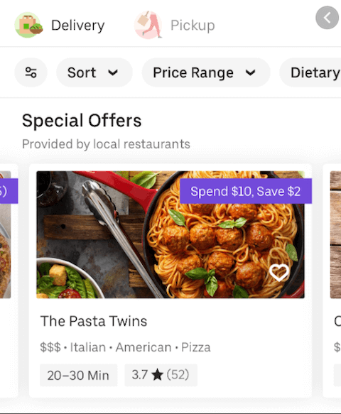 Uber Eats sponsored listings