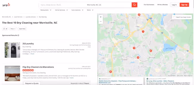 Yelp search targeting example