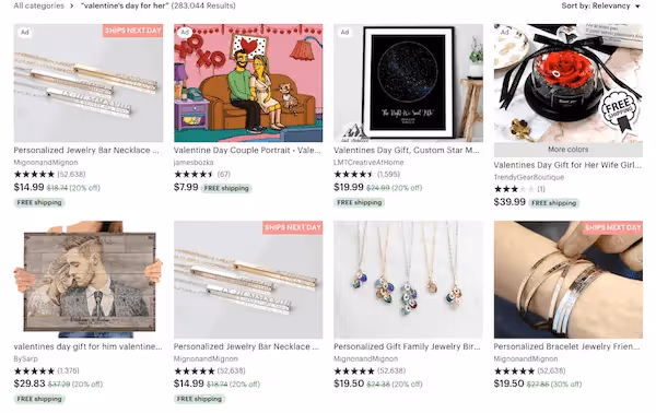 Etsy sponsored listing example