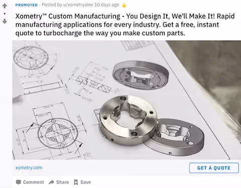 Reddit ad for xometry