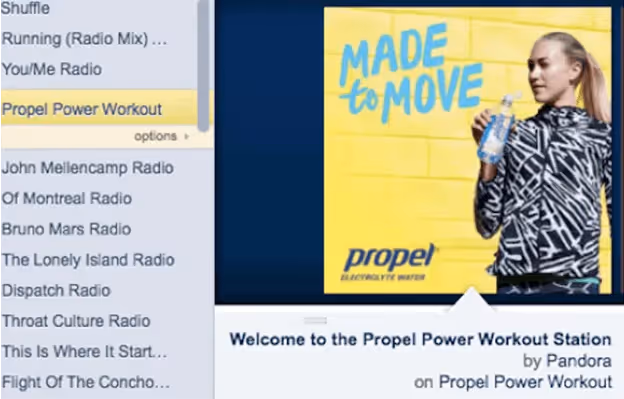 Pandora sponsored music playlist example