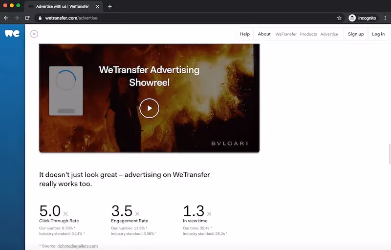 wetransfer advertise with us