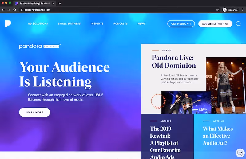 pandora advertise with us