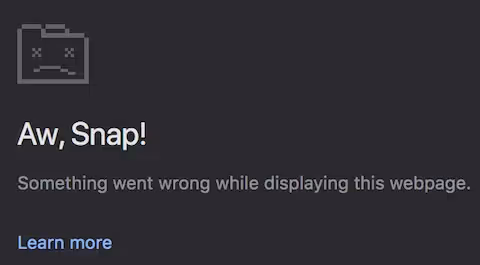 error message on ads that crash browsers and apps