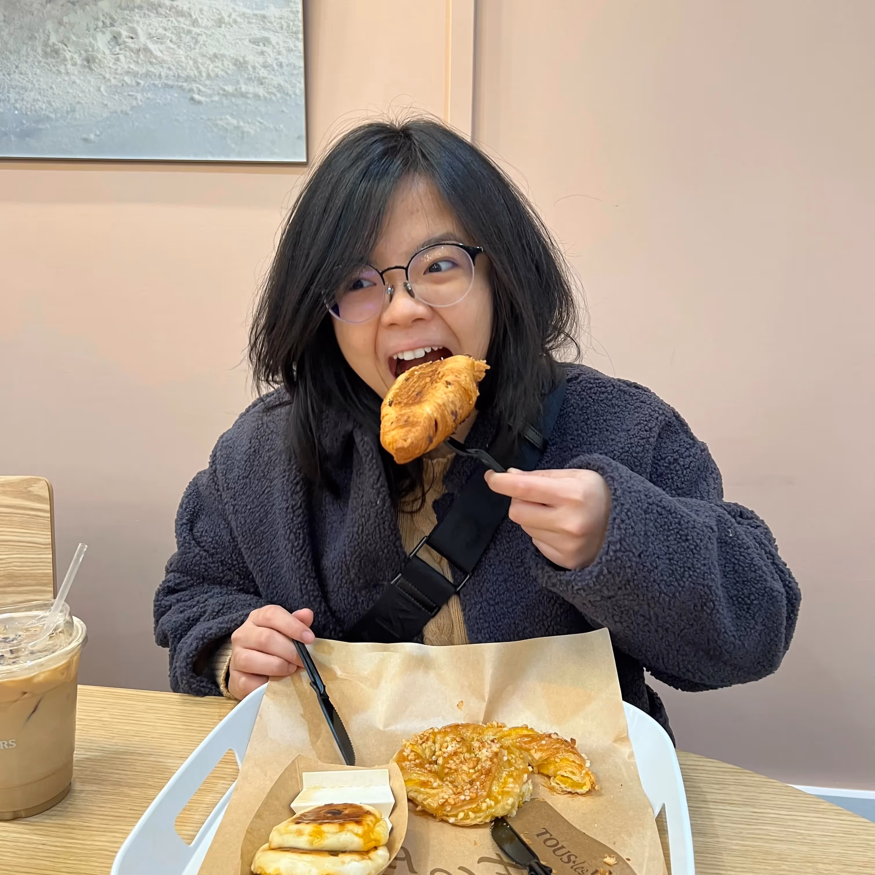 Pohla enjoying a croissant