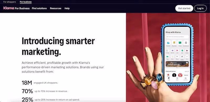 Klarna advertise with us page