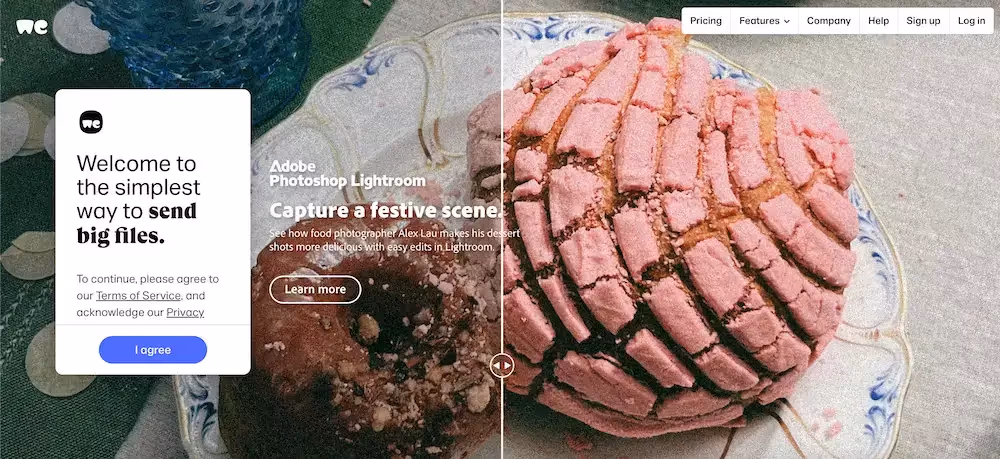 WeTransfer native advertising powered by Kevel