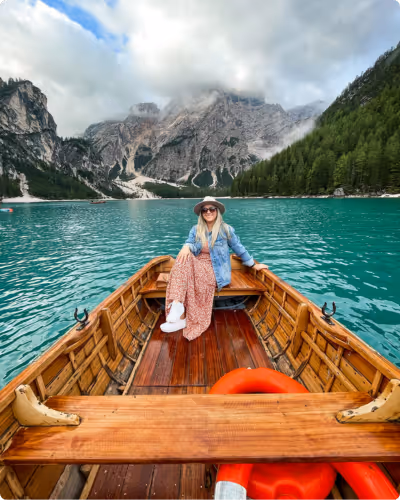 Nikki at Lago di Braies, Dolomites, Italy