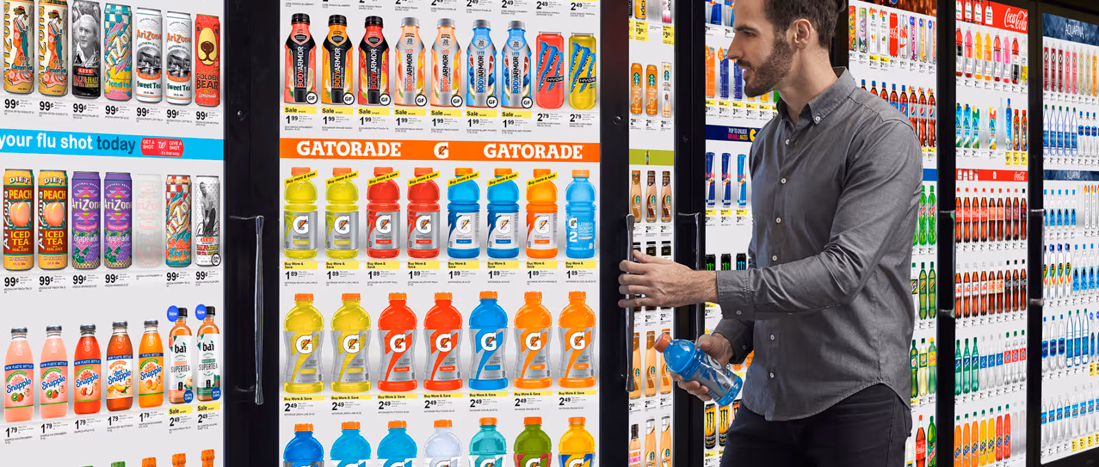Cooler Screens at Kroger and Walmart's self-checkout
