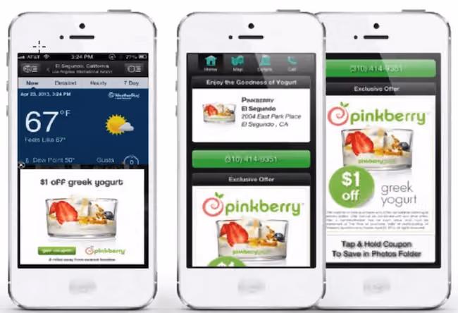 in-app geofenced ads on pinkberry