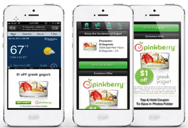 in-app geofenced ads on pinkberry