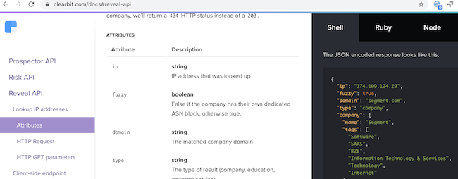 clearbit reveal api