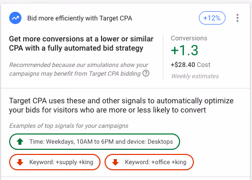 Google recommendations