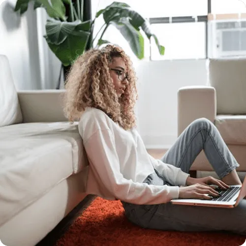 a woman working from home