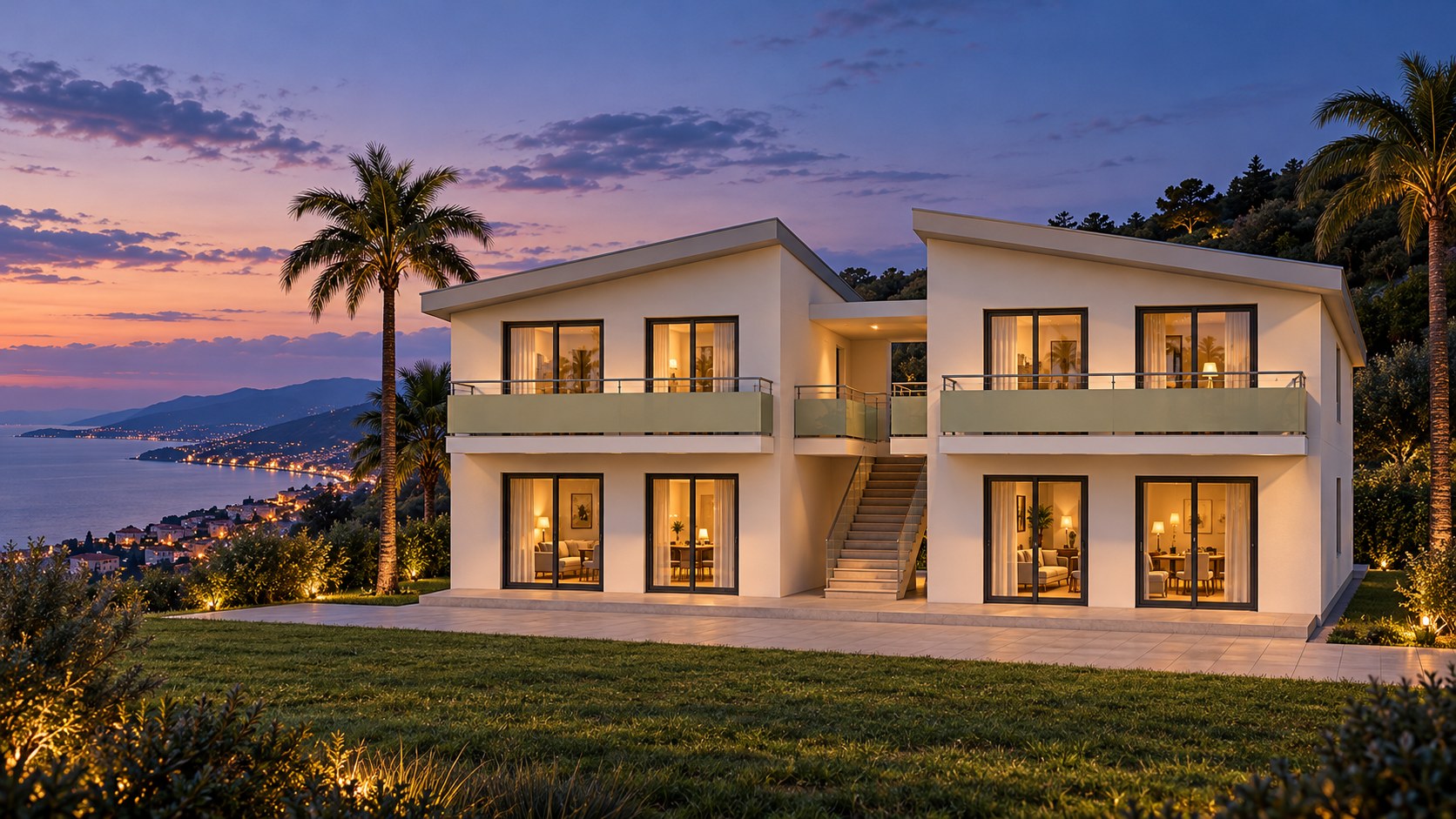 Illustrative coastal setting at dusk