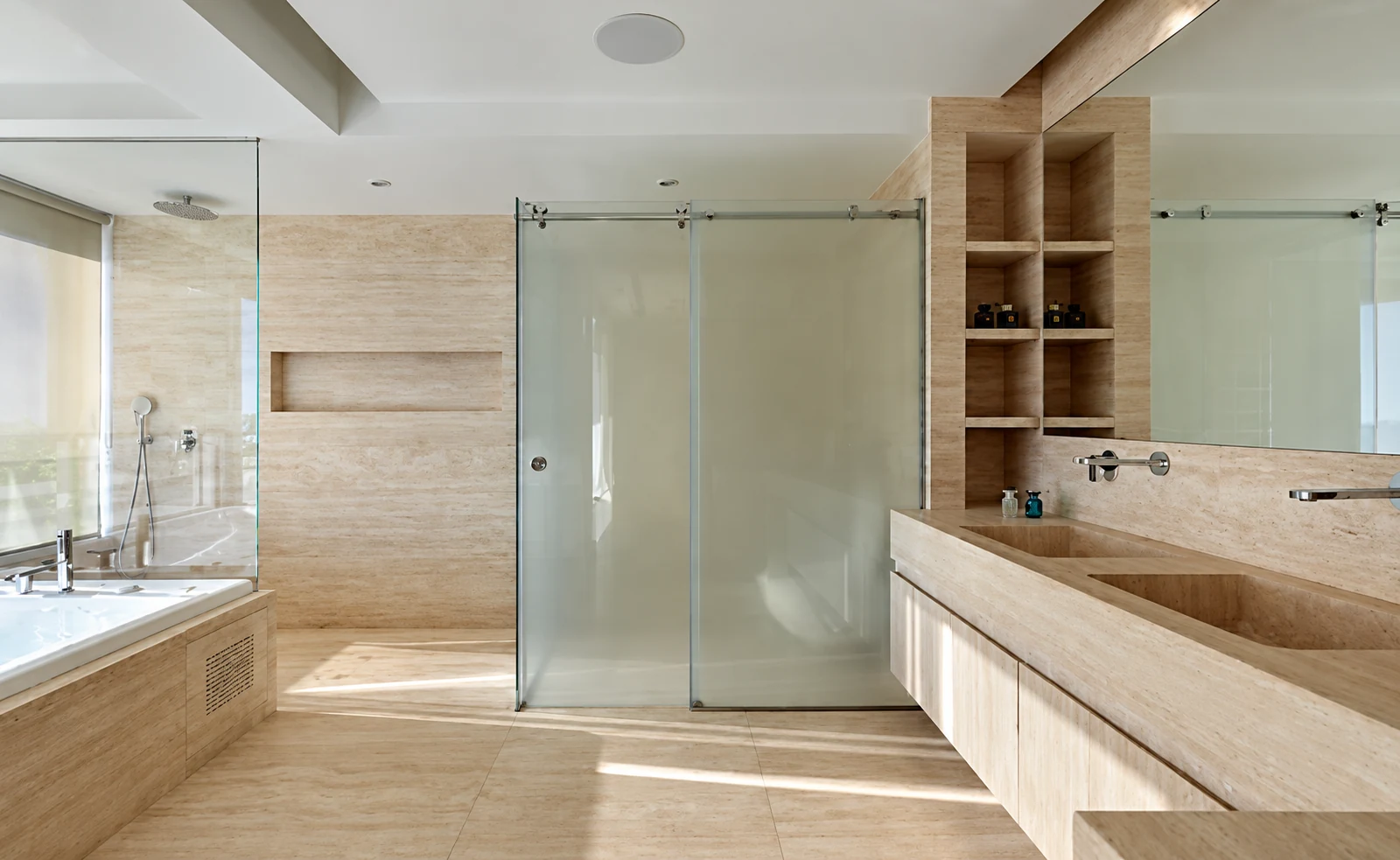 Travertine bathroom