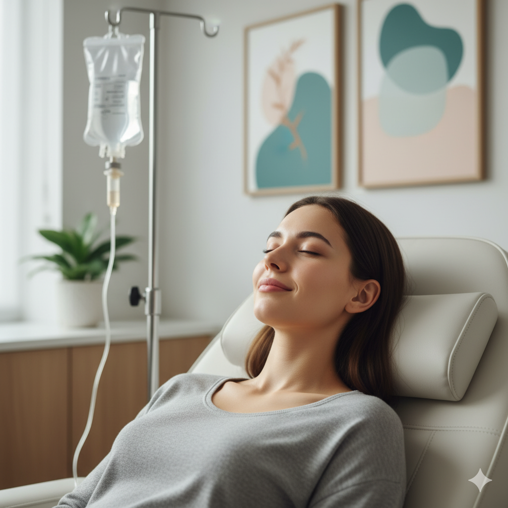 Mujer joven recibiendo tratamiento de bienestar