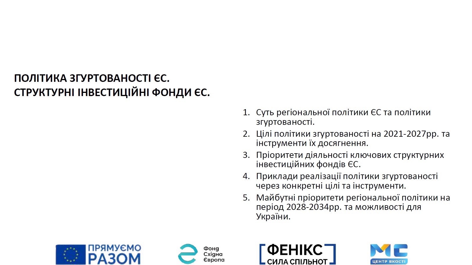 Превью Політика згуртованості ЄС. Структурні інвестиційні фонди ЄС