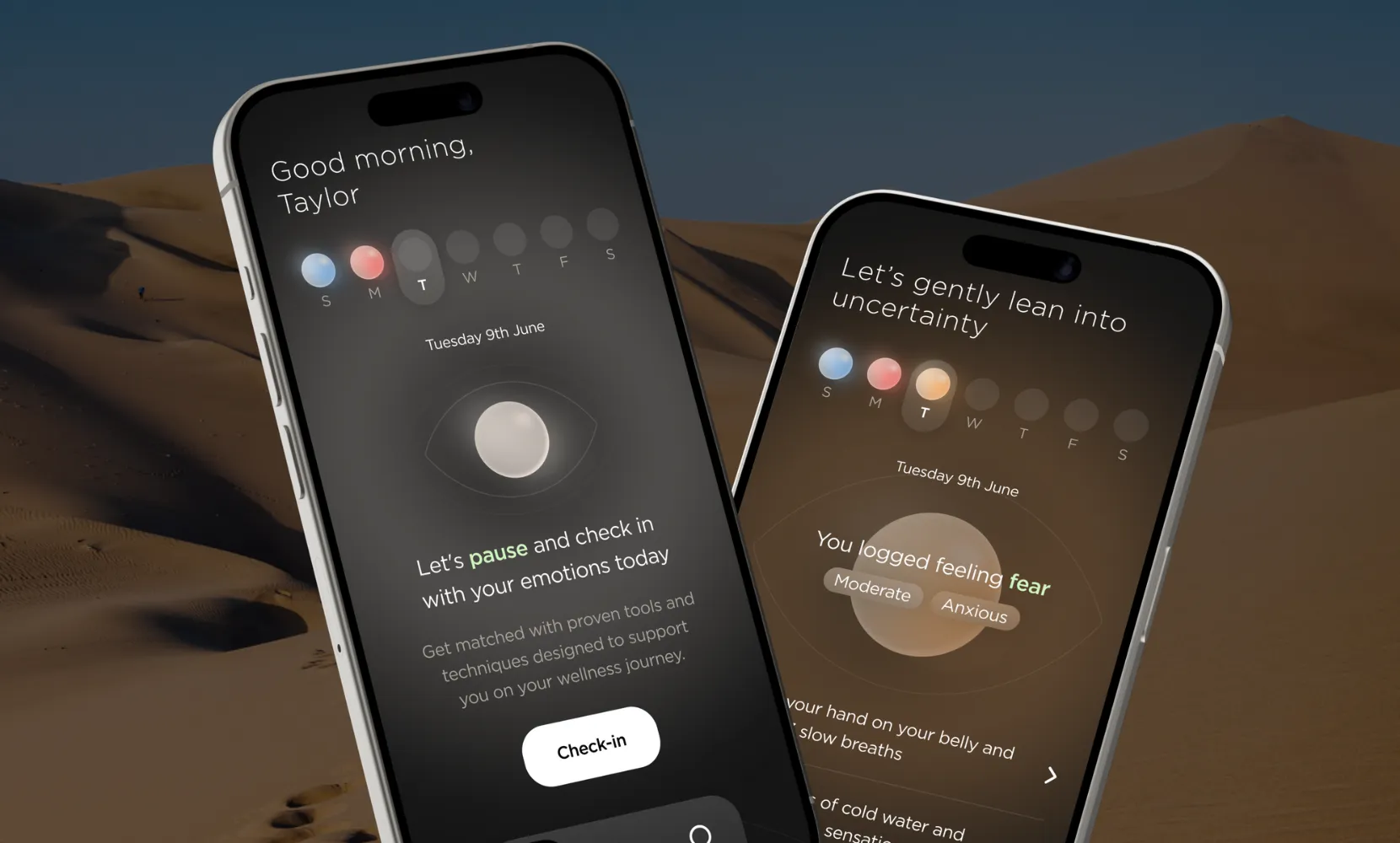 Mental health app screen