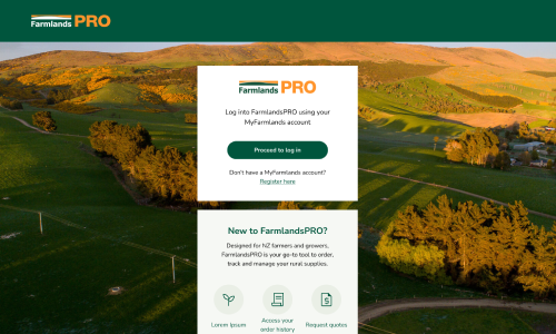 an image of the FarmlandsPRO app over a landscape background