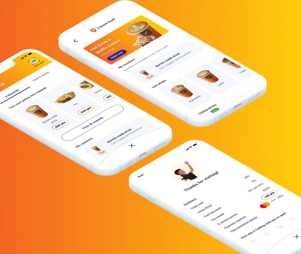 An image of the Z Rewards app screens
