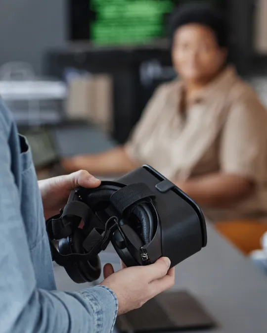 Person looking at a VR headset