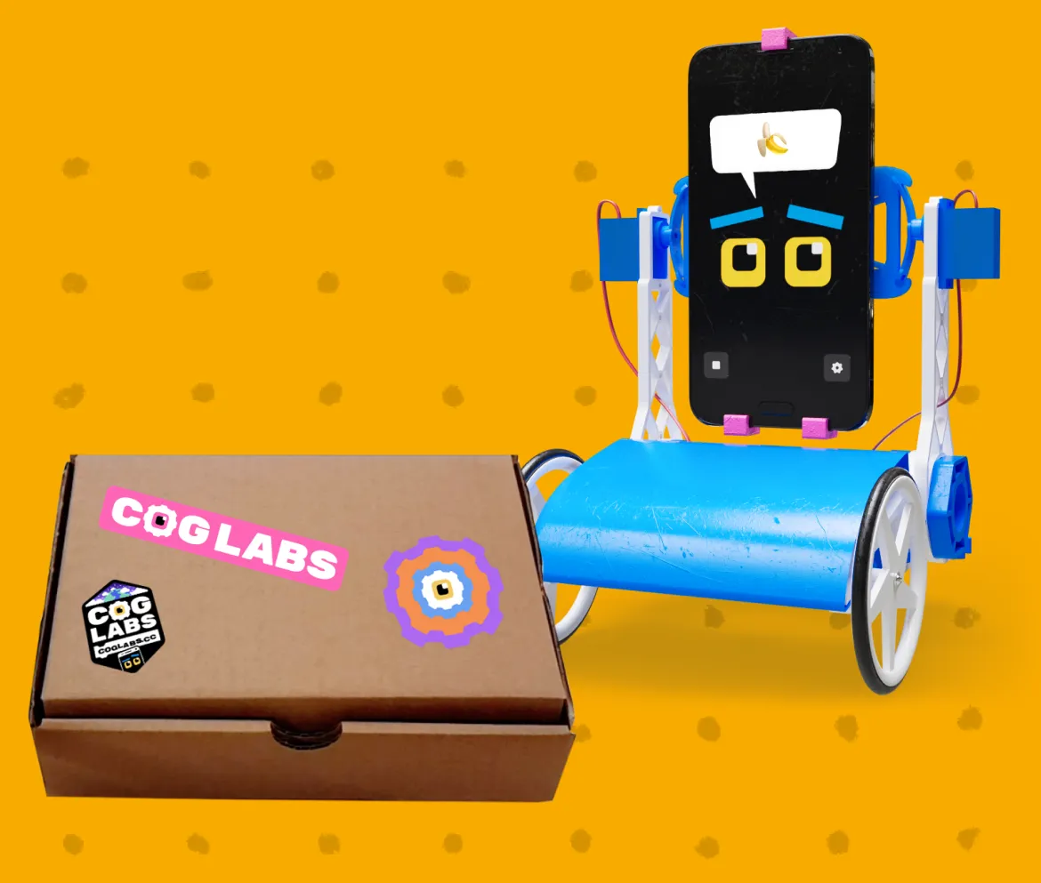 Illustration of CogLabs box and robot