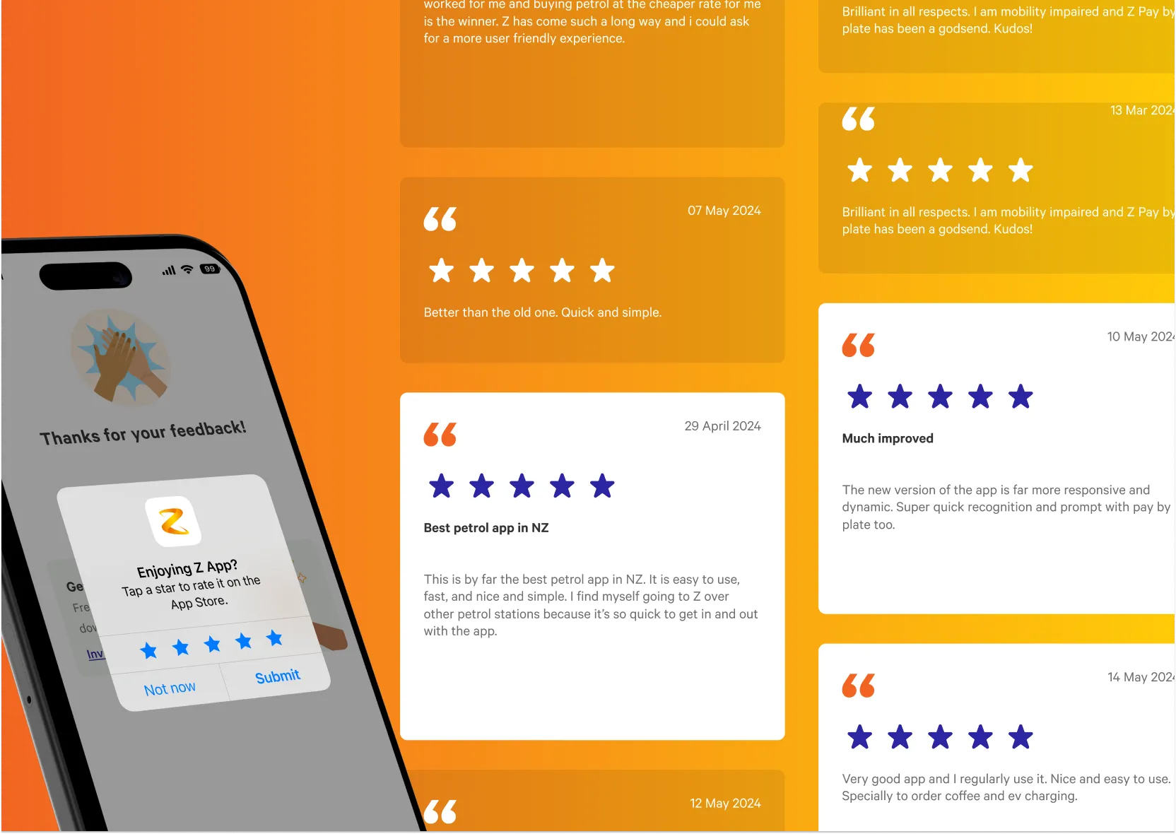 Images of the Z Energy app