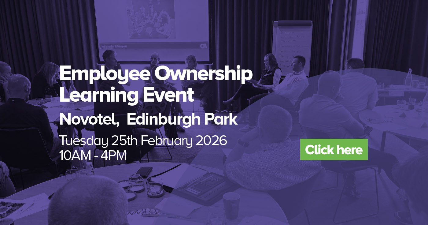 Advert for Employee Ownership Learning Event in Edinbuegh on 26th February 2025