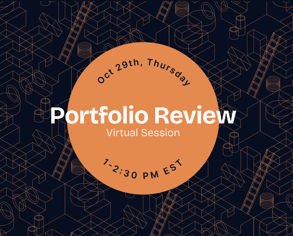 A poster with Loft brand elements and text saying Portfolio Review