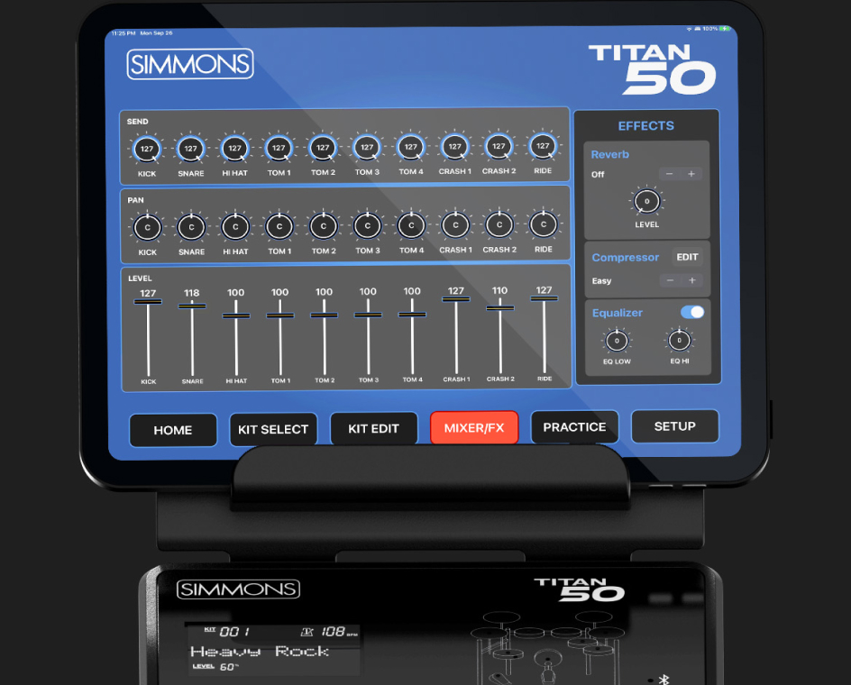 A view of the Simmons Titan 50 Sound Module interface