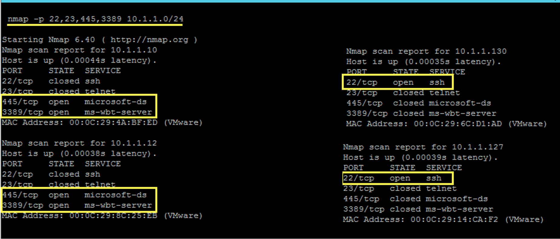 network discovery scan SSH SMB