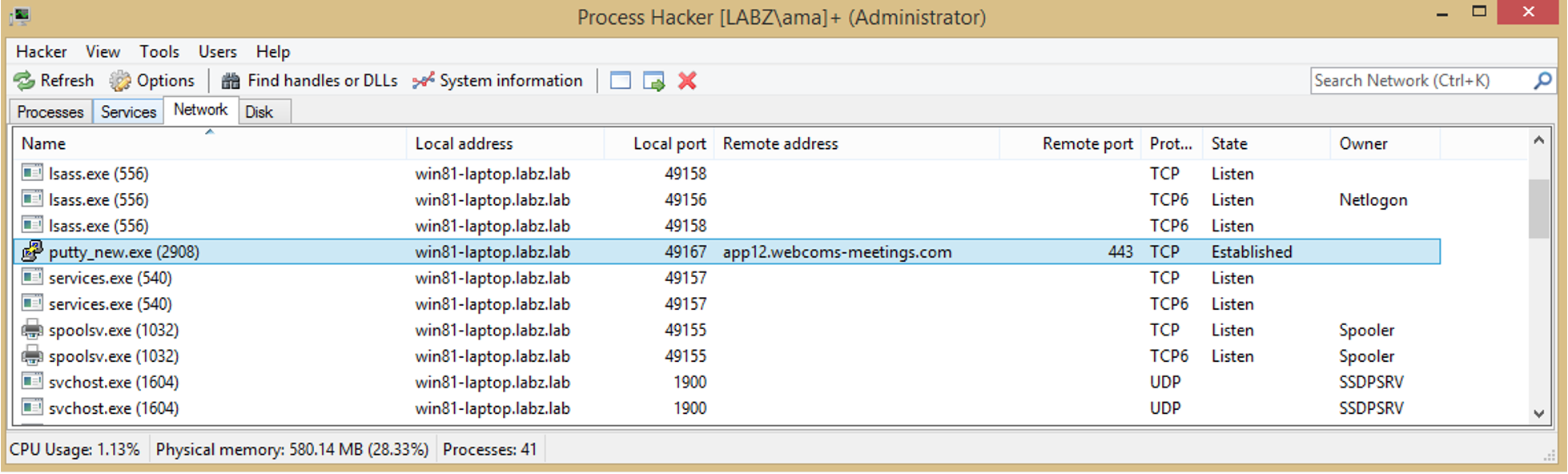 Malware payload TCP connection 